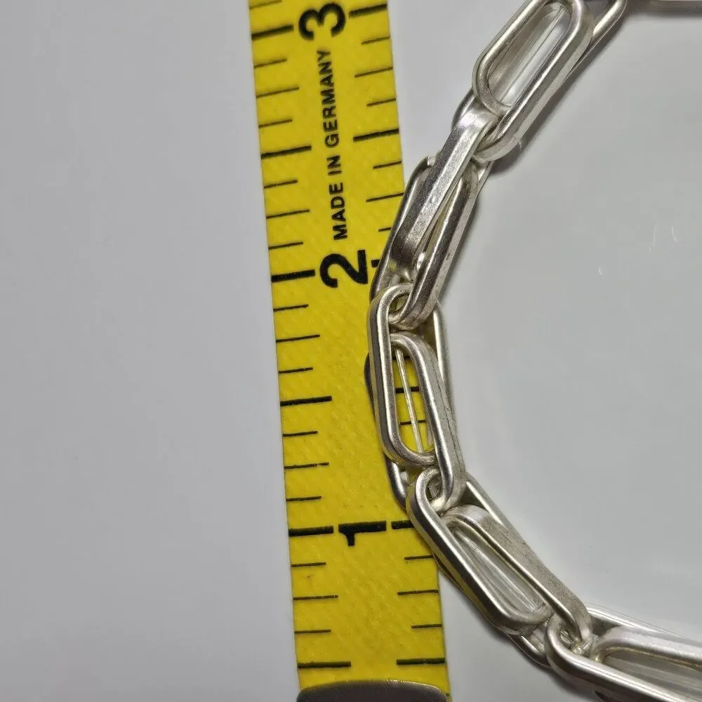 Silver Tone Long Links Stretch Bracelet Up To 8